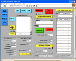 front panel of graphical control program